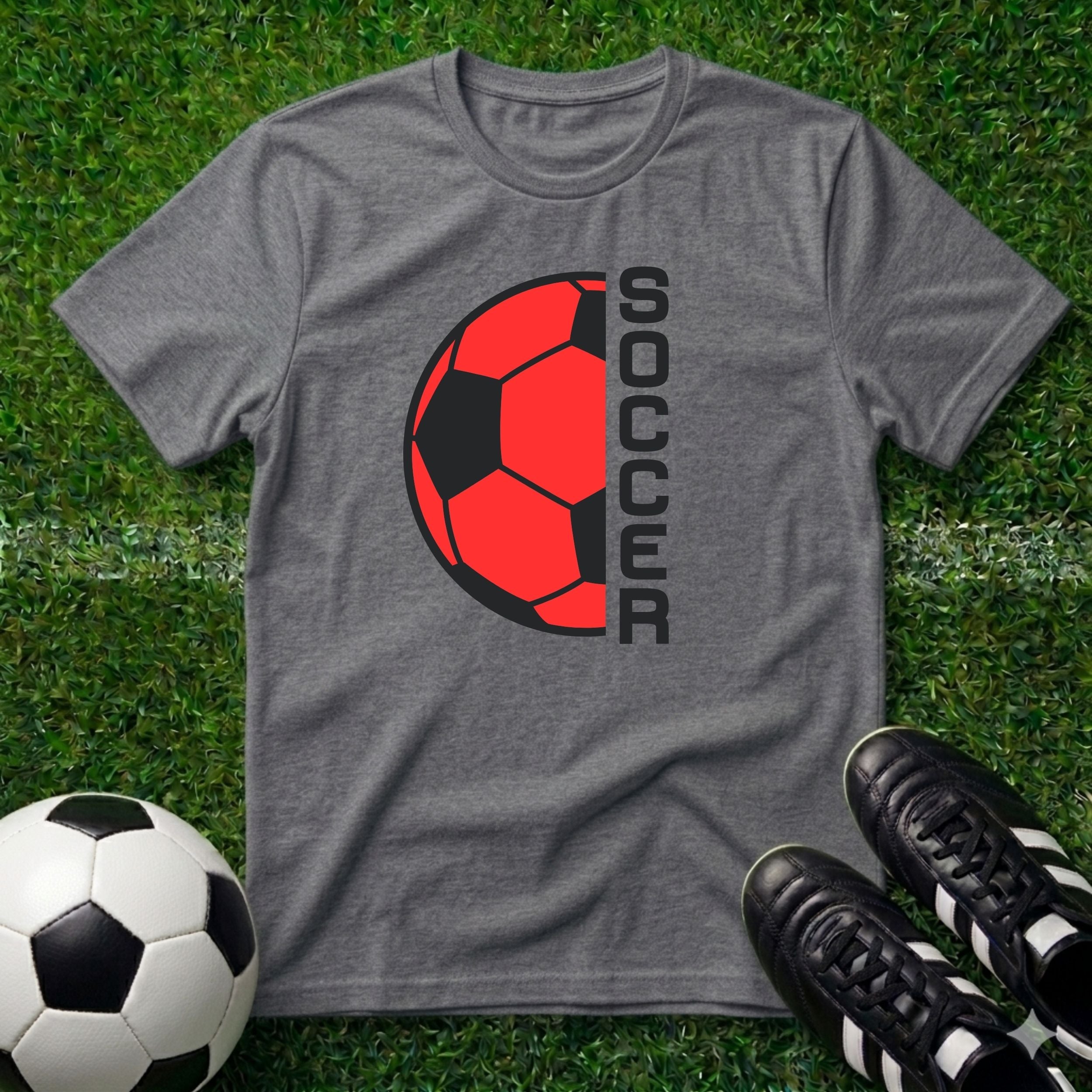 Red Half Soccer Ball T-Shirt