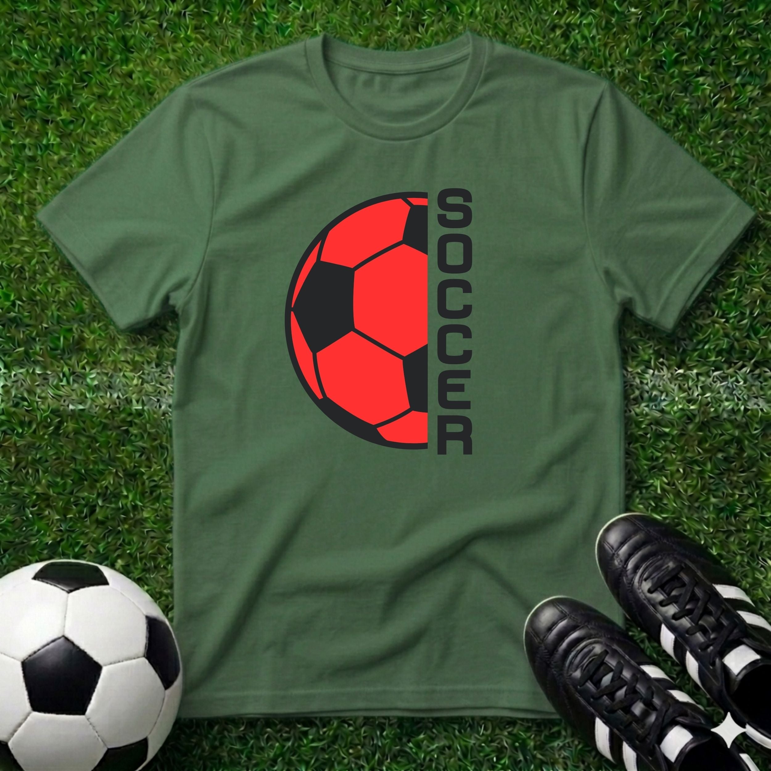 Red Half Soccer Ball T-Shirt