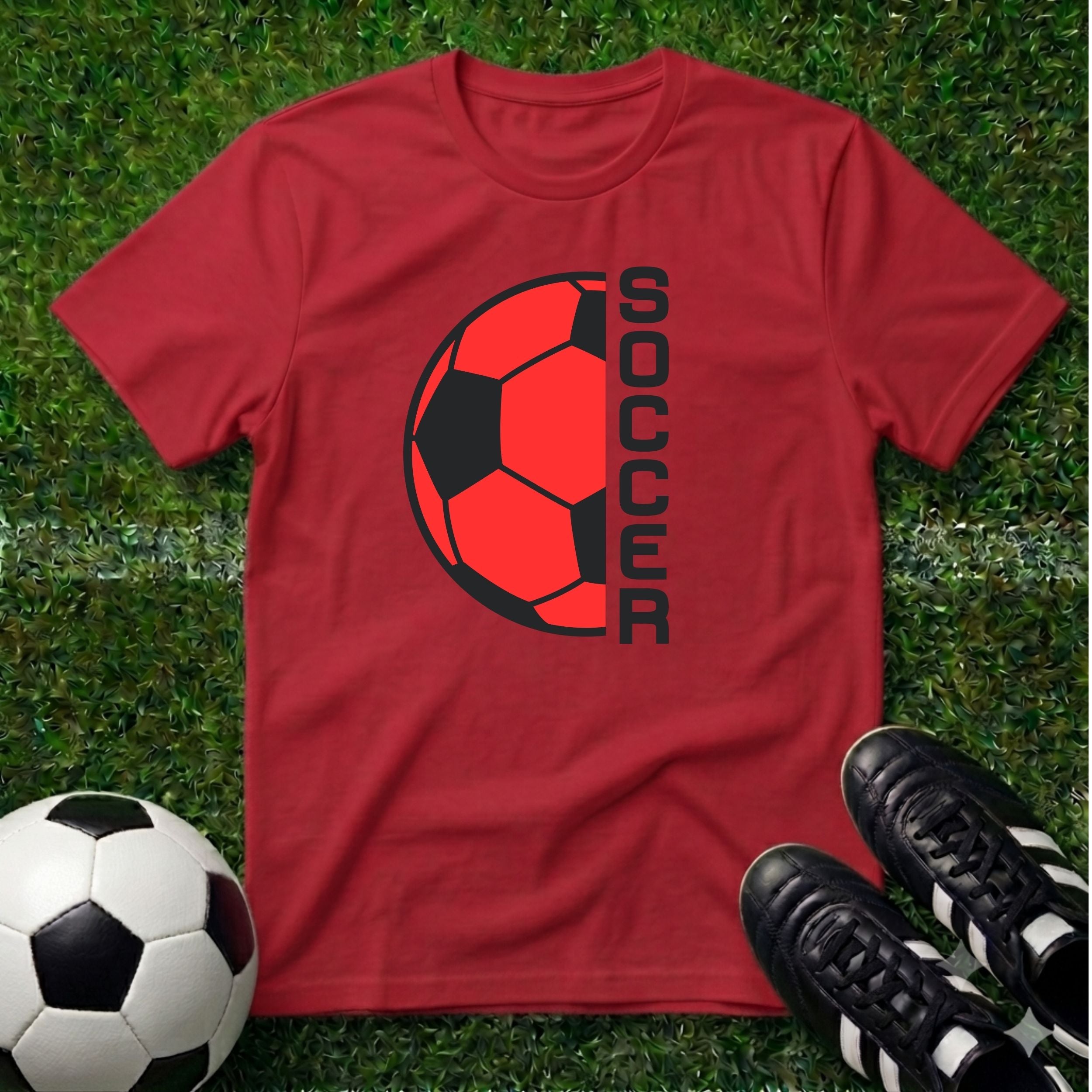 Red Half Soccer Ball T-Shirt