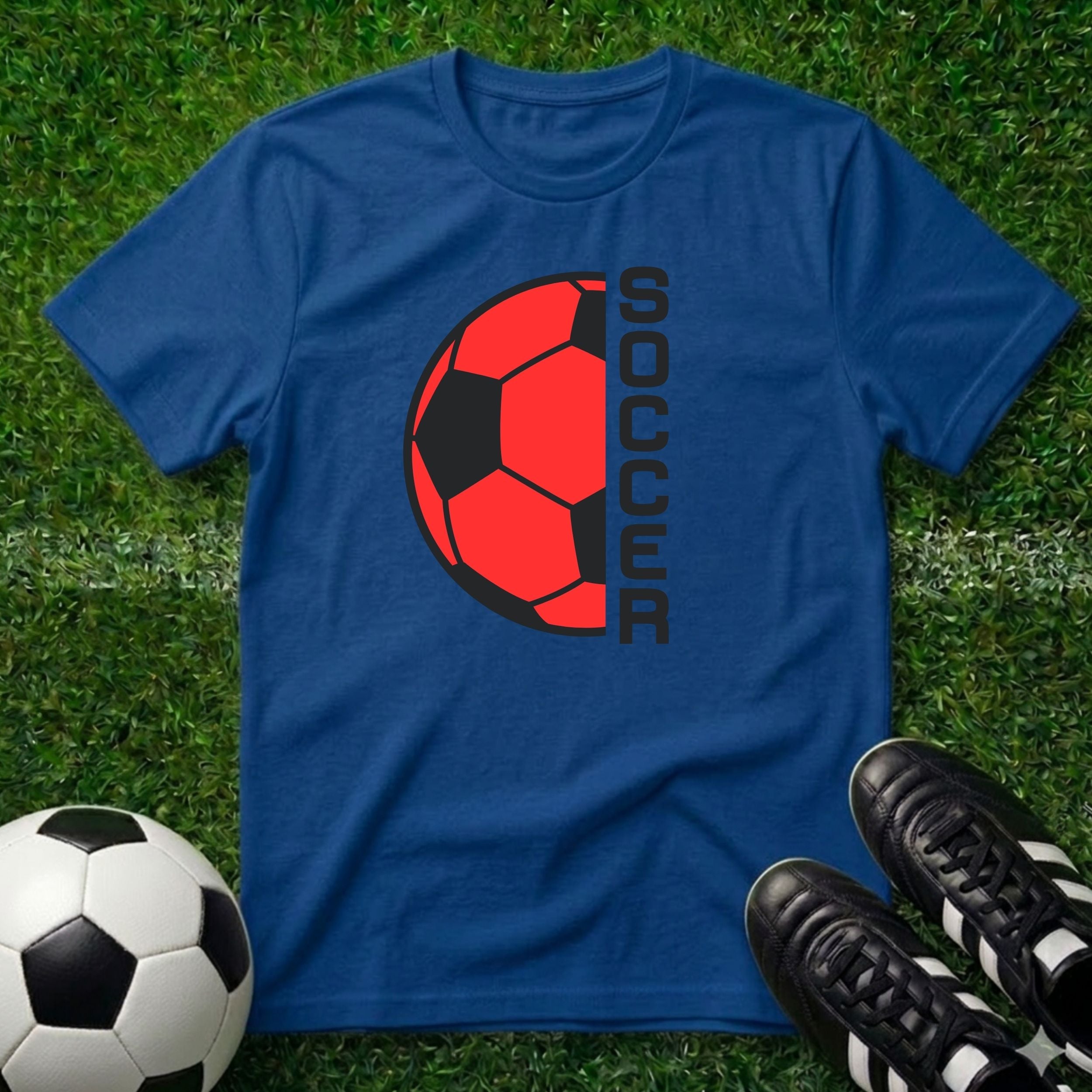 Red Half Soccer Ball T-Shirt
