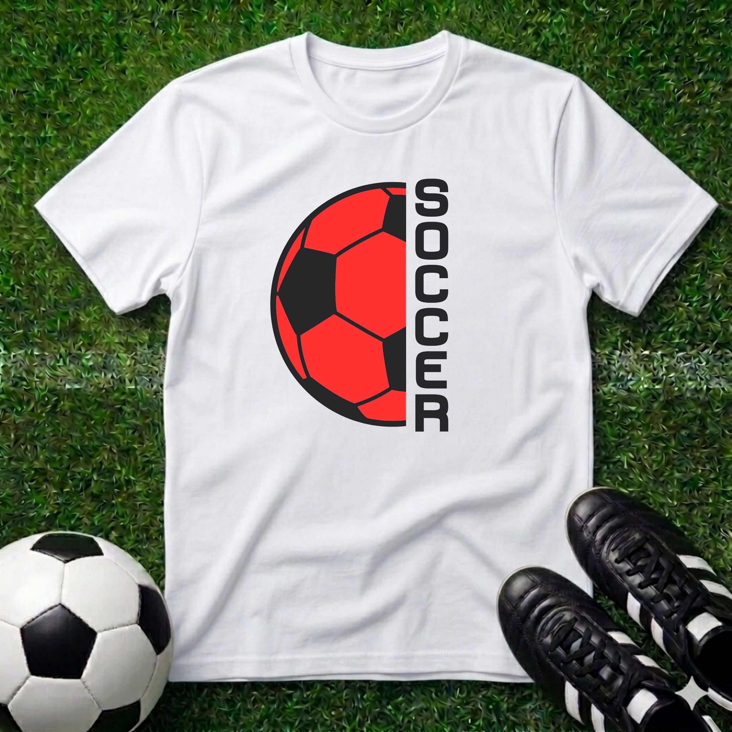 Red Half Soccer Ball T-Shirt