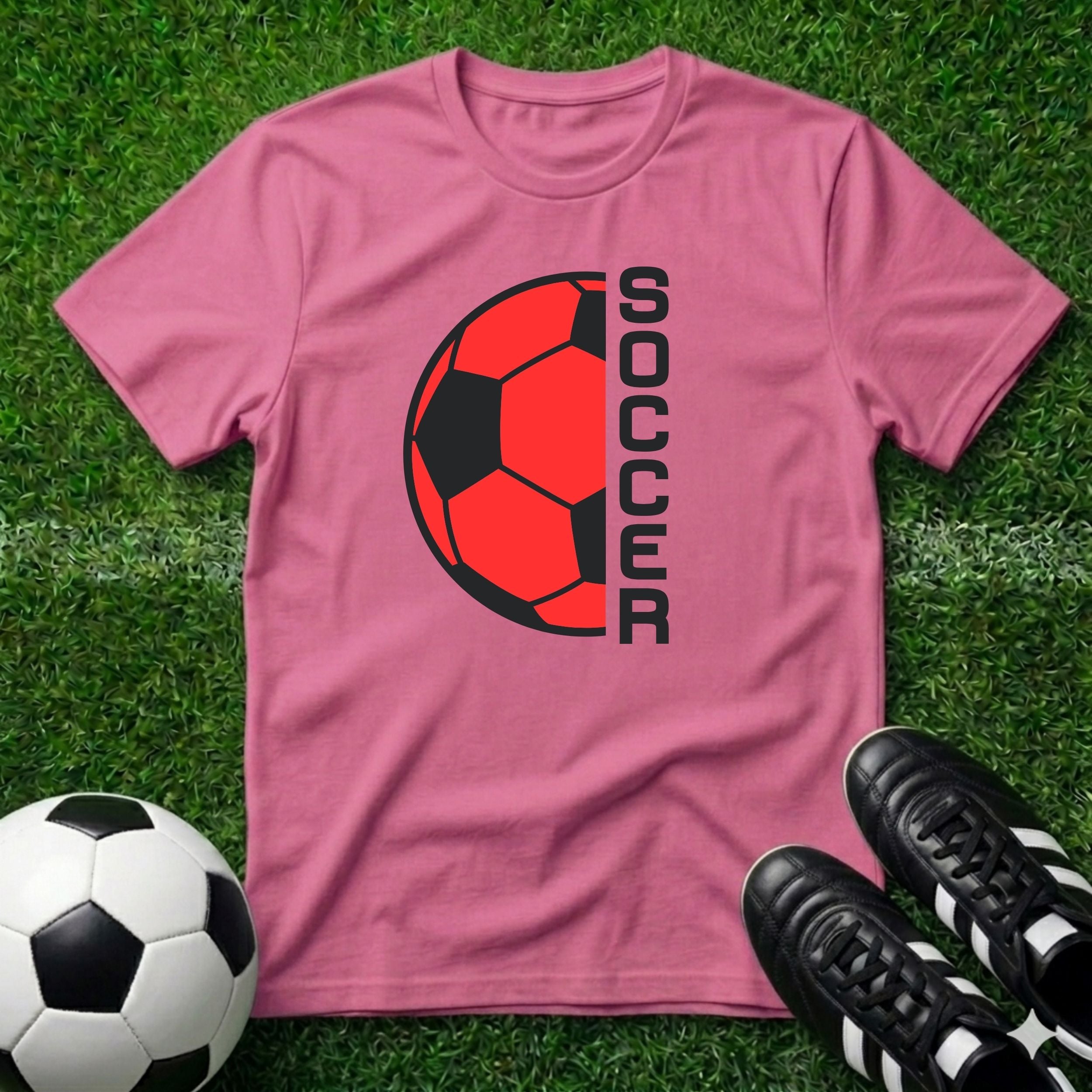 Red Half Soccer Ball T-Shirt