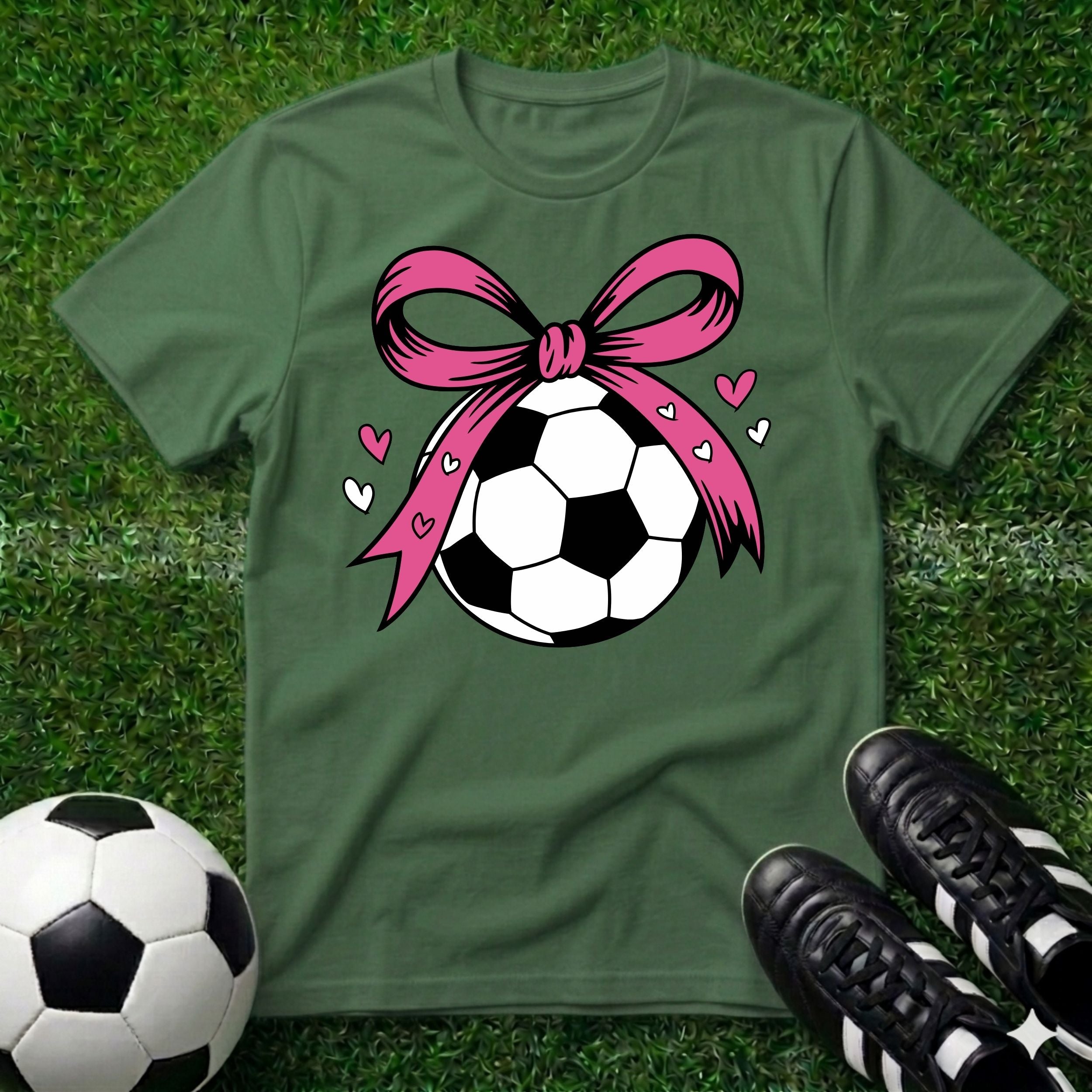 Soccer ball with Pink Bow T-Shirt