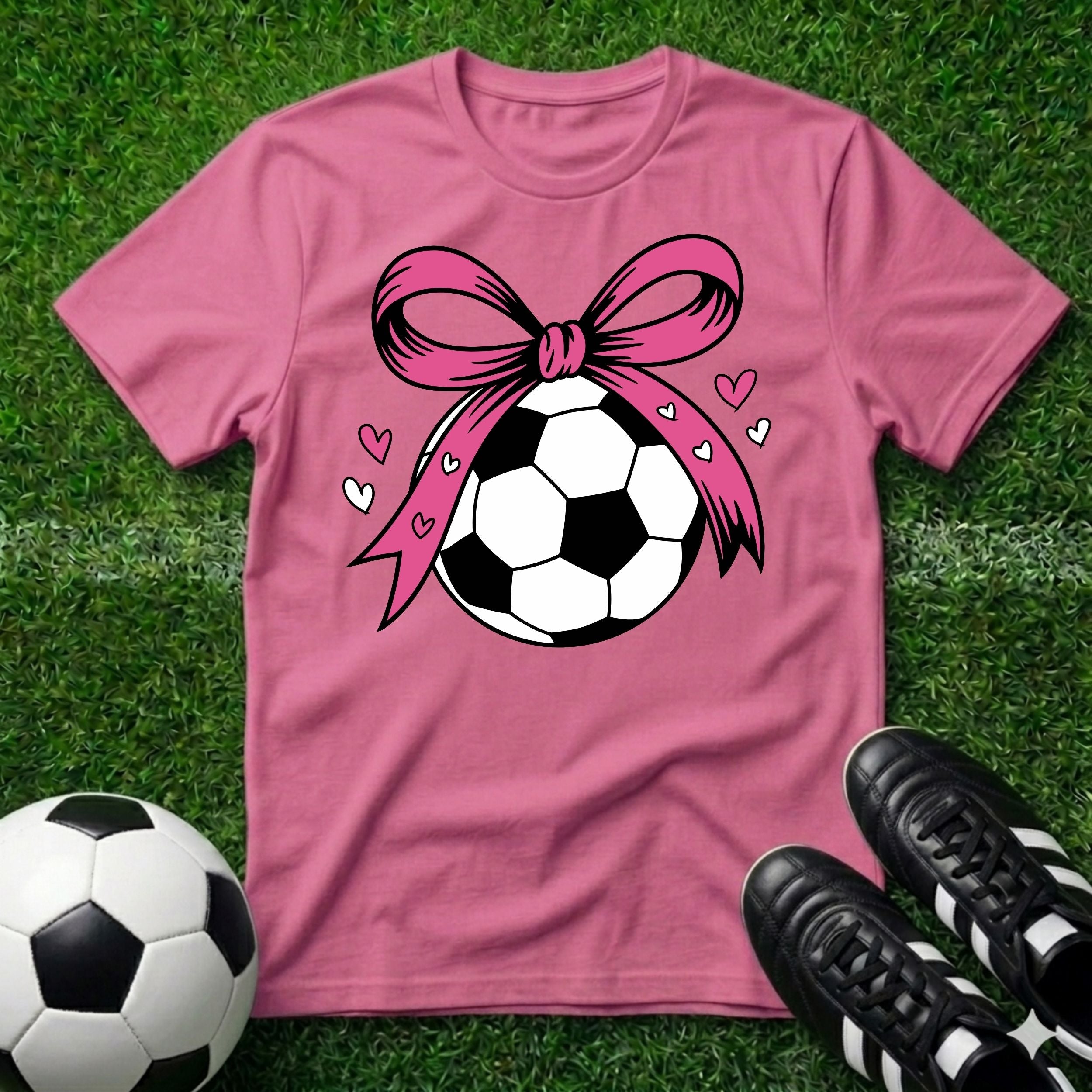 Soccer ball with Pink Bow T-Shirt