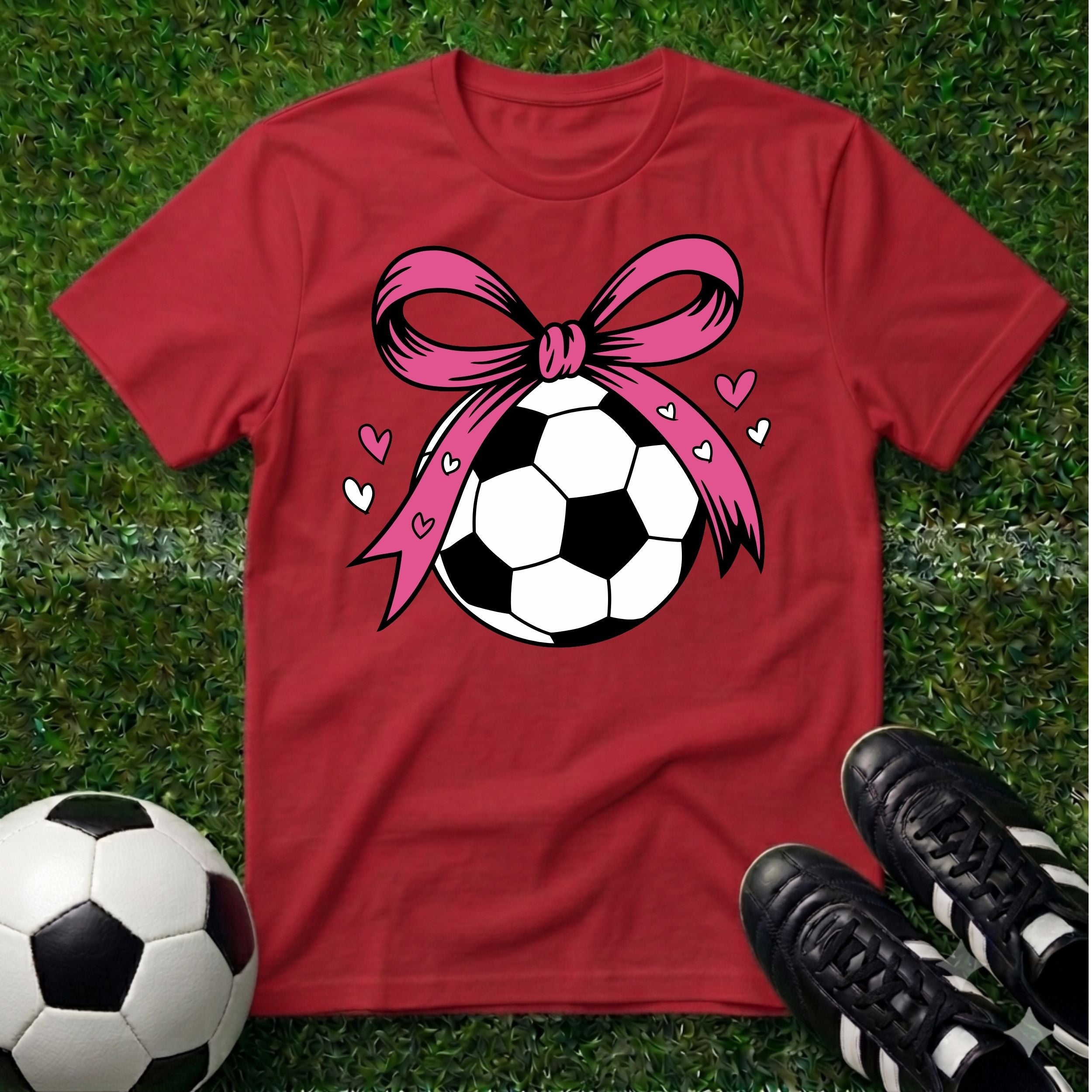 Soccer ball with Pink Bow T-Shirt