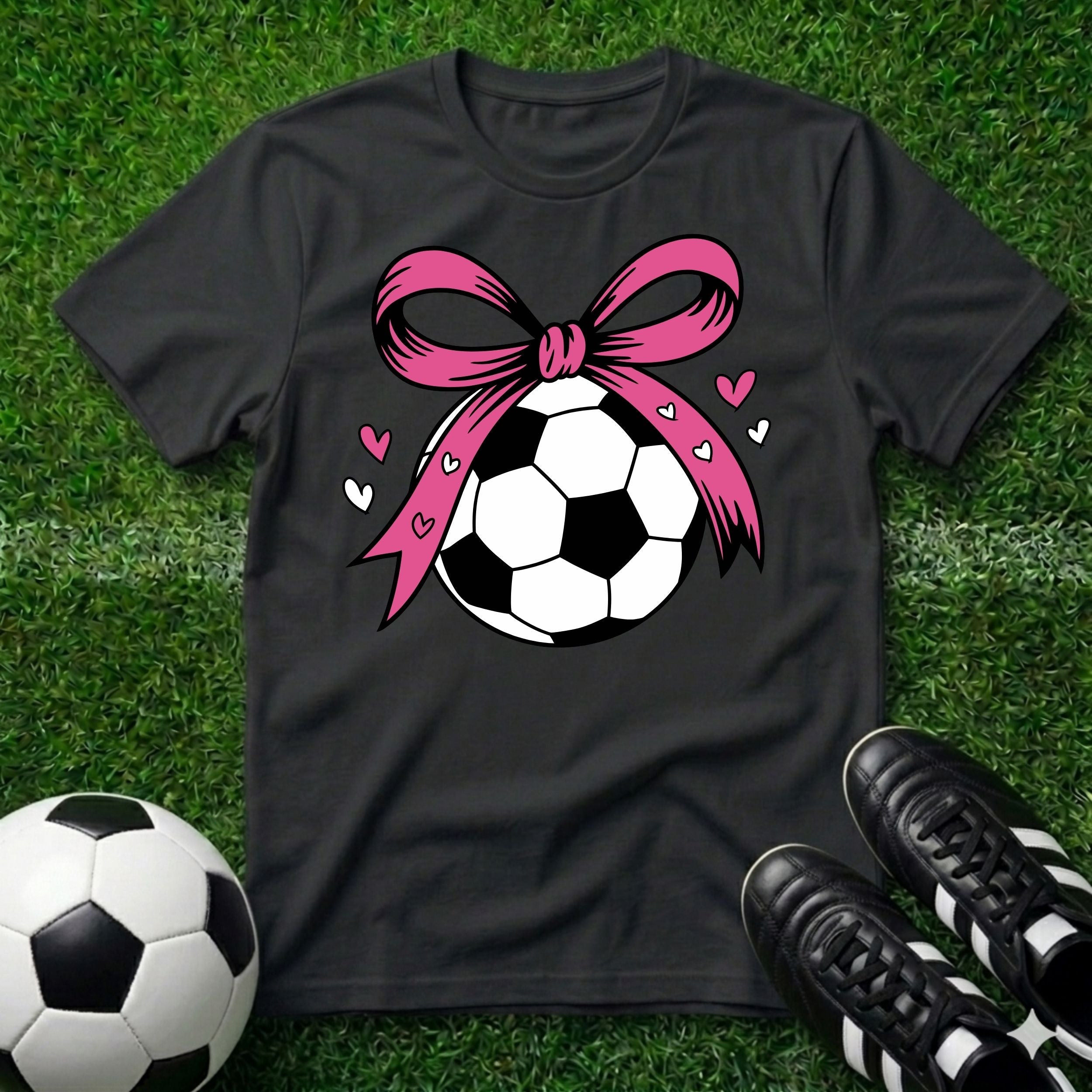 Soccer ball with Pink Bow T-Shirt