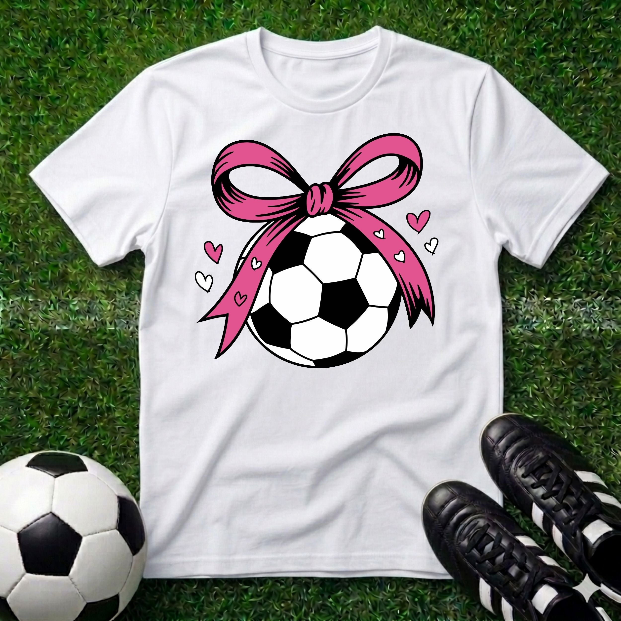 Soccer ball with Pink Bow T-Shirt