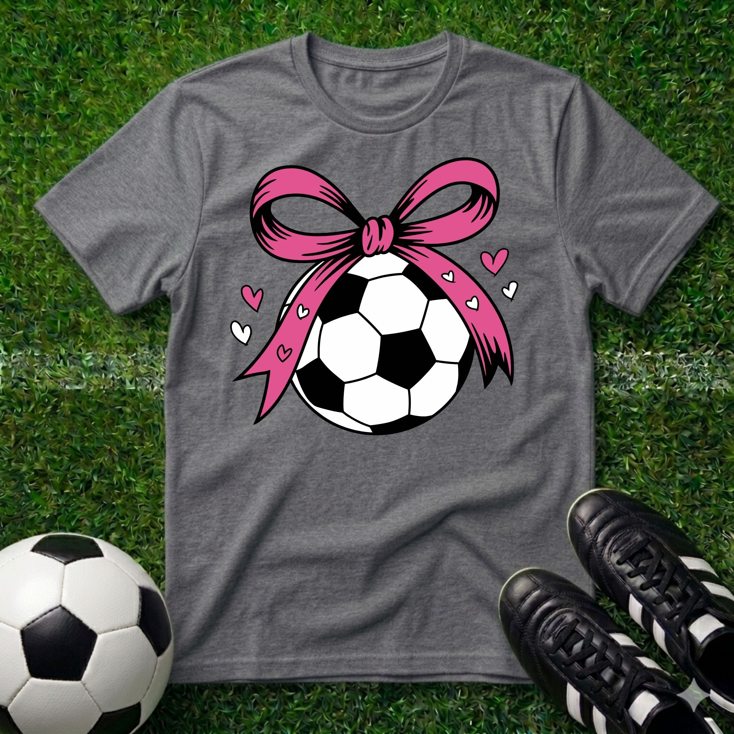 Soccer ball with Pink Bow T-Shirt