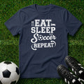 Eat Sleep Soccer Repeat White Logo T-Shirt