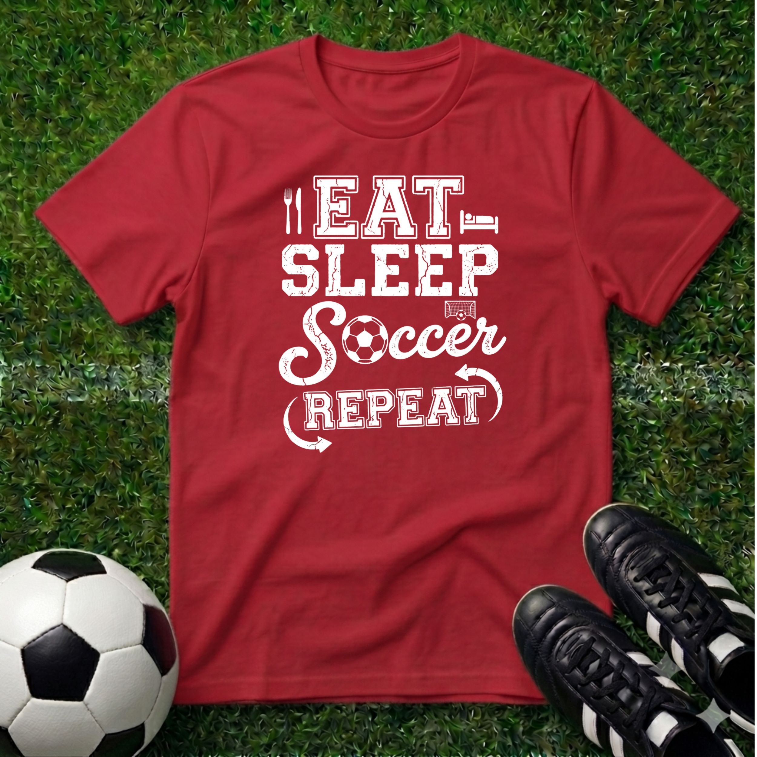 Eat Sleep Soccer Repeat White Logo T-Shirt